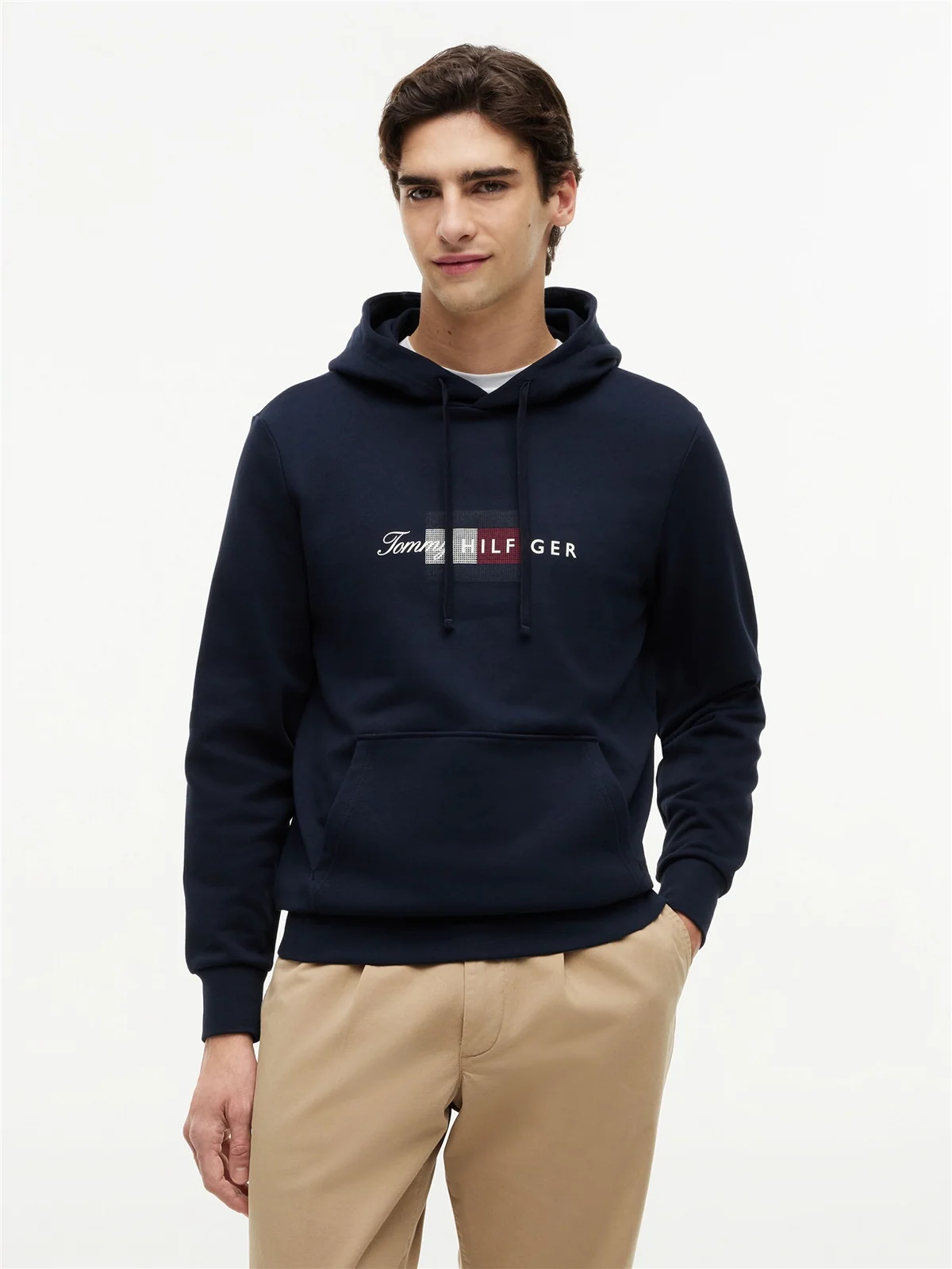 Tommy Hilfiger Script Flag Hoodie - Navy - XL