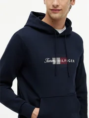 Tommy Hilfiger Script Flag Hoodie - Navy - XL