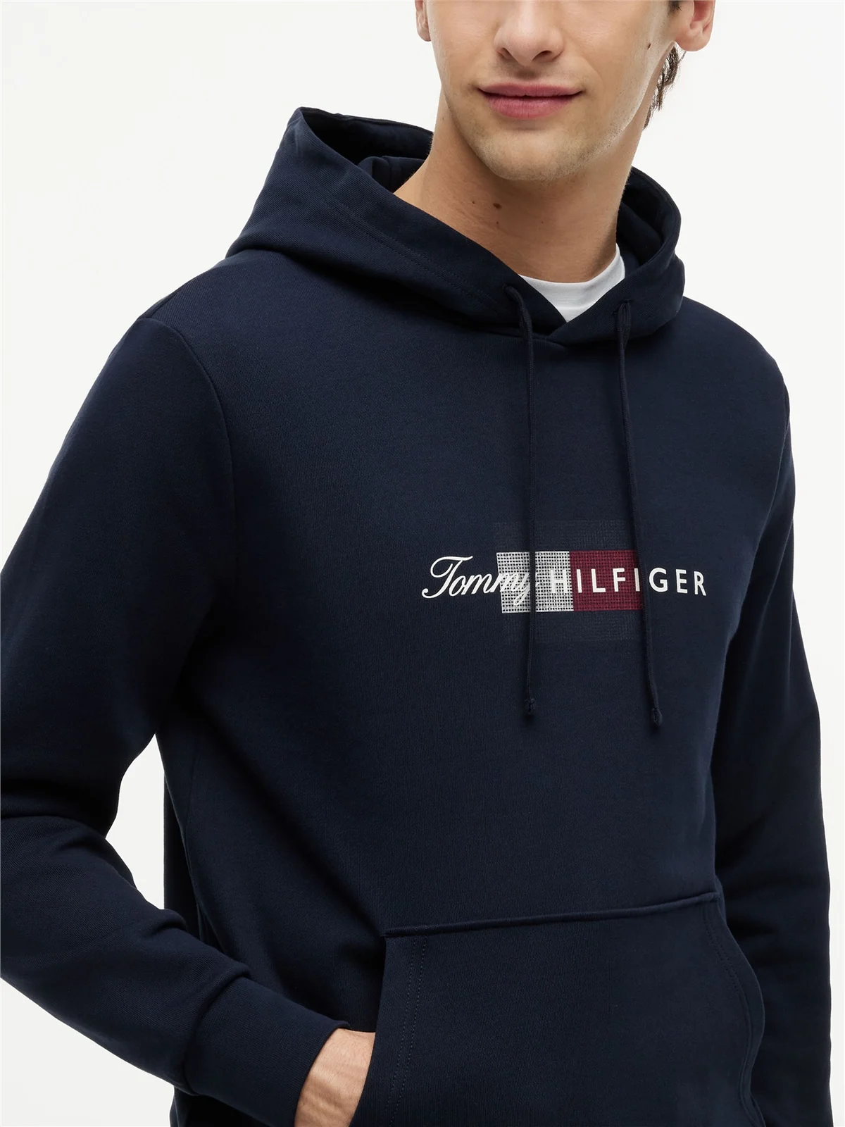 Tommy Hilfiger Script Flag Hoodie - Navy - XL