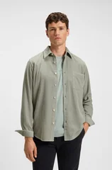 Boss Relegant Cotton Corduroy Shirt - Green - 2XL