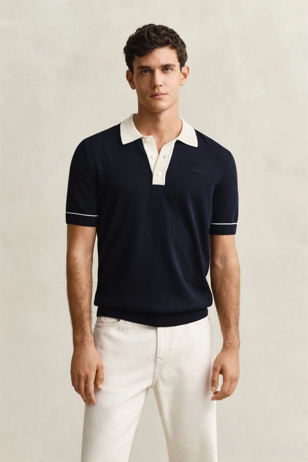 Gant Cotton Modal Polo Shirt - Navy - M