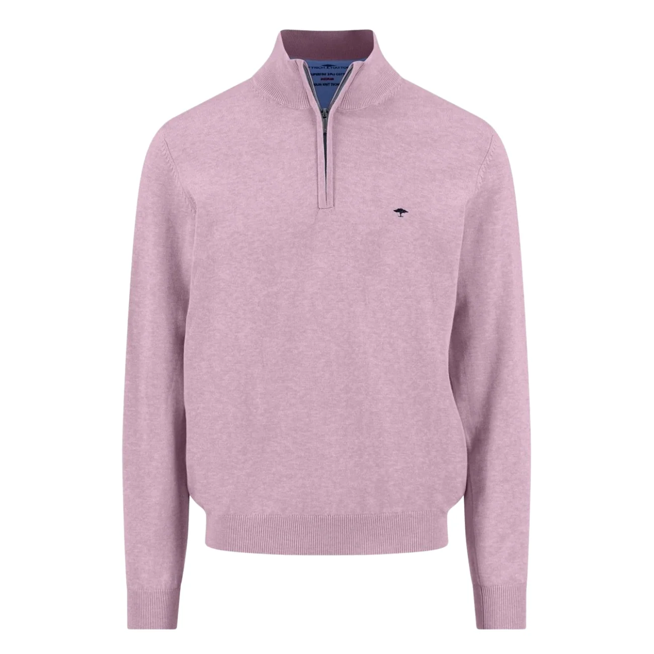 Fynch Hatton Fine Knit Cotton 1/4 Zip Sweater - Magnolia Pink - XL