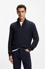 Boss H-Ulicio Cotton Quater Zip Sweater - Navy - XL