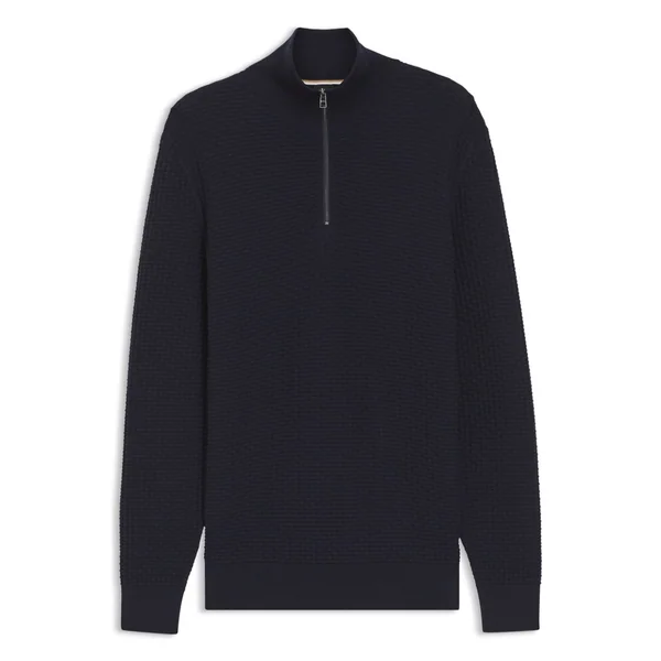 Boss H-Ulicio Cotton Quater Zip Sweater - Navy - XL