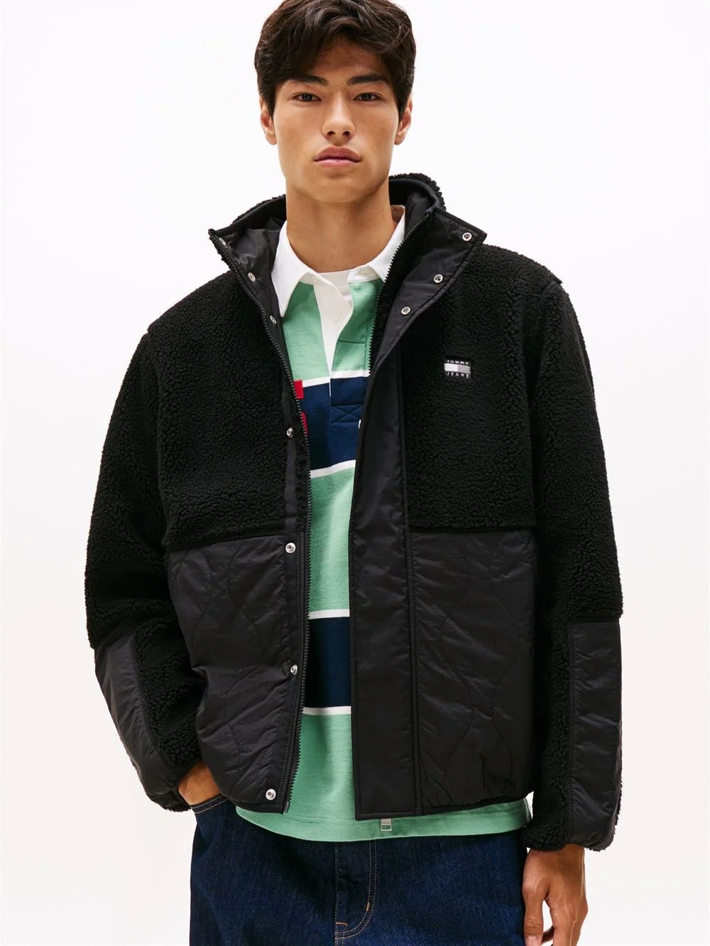Tommy Jeans Quilted Teddy Relaxed Jacket - Black - S