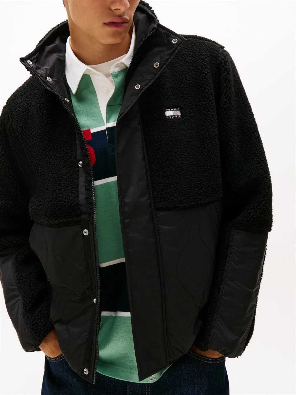 Tommy Jeans Quilted Teddy Relaxed Jacket - Black - S