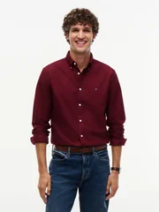 Tommy Hilfiger Solid Heritage Button Down Oxford Shirt - Wine - S