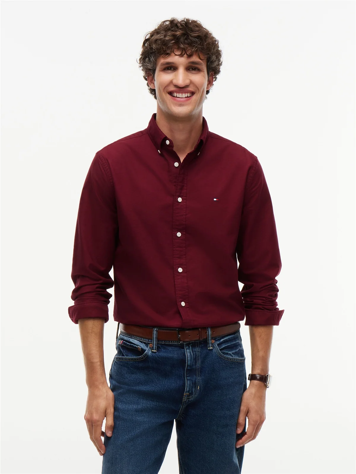 Tommy Hilfiger Solid Heritage Button Down Oxford Shirt - Wine - S