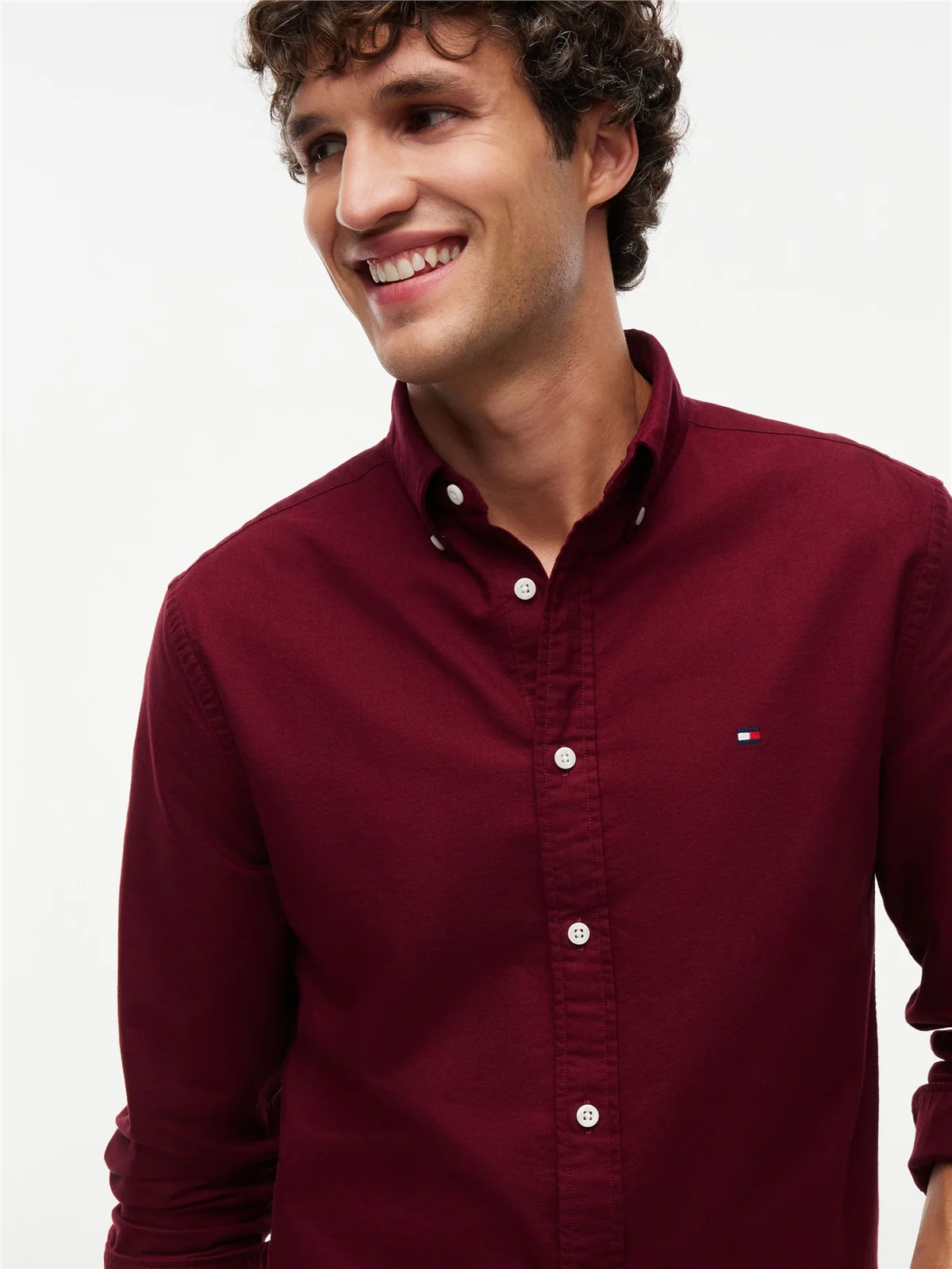 Tommy Hilfiger Solid Heritage Button Down Oxford Shirt - Wine - S