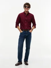 Tommy Hilfiger Solid Heritage Button Down Oxford Shirt - Wine - S