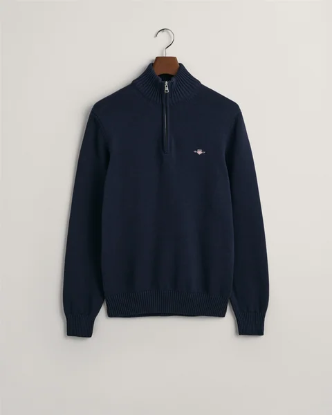 Gant Casual Cotton Half Zip Sweater - Navy - L