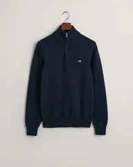 Gant Casual Cotton Half Zip Sweater - Navy - L