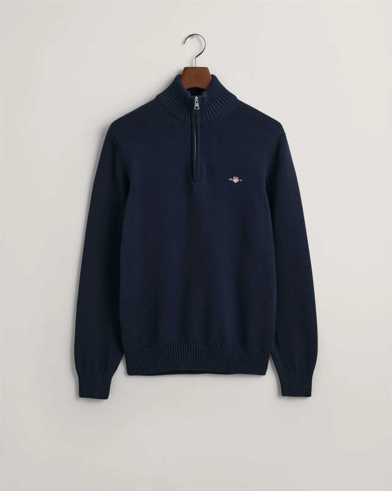 Gant Casual Cotton Half Zip Sweater - Navy - L