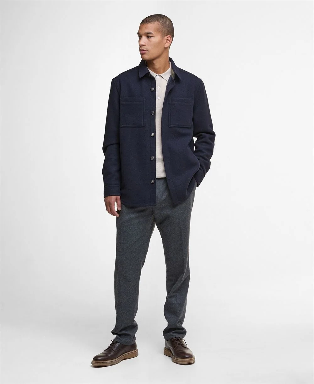 Barbour Marlow Tailored Wool Blend Overshirt - Navy - L