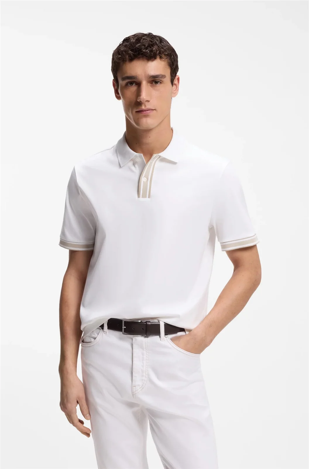 Boss H-Parlay Cotton Polo Shirt - White - L
