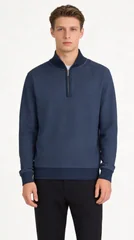 Boss H-Sidney Half Zip Sweater - Blue - XL