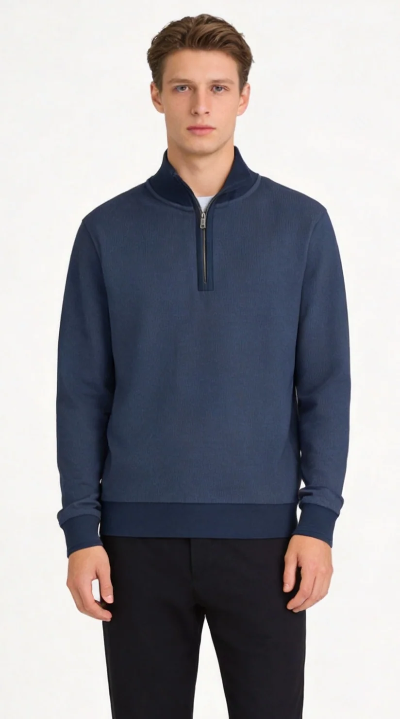 Boss H-Sidney Half Zip Sweater - Blue - XL