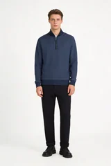 Boss H-Sidney Half Zip Sweater - Blue - XL