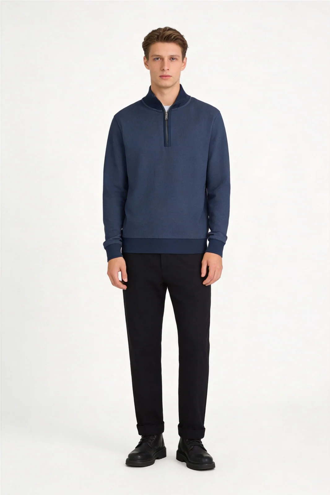 Boss H-Sidney Half Zip Sweater - Blue - XL