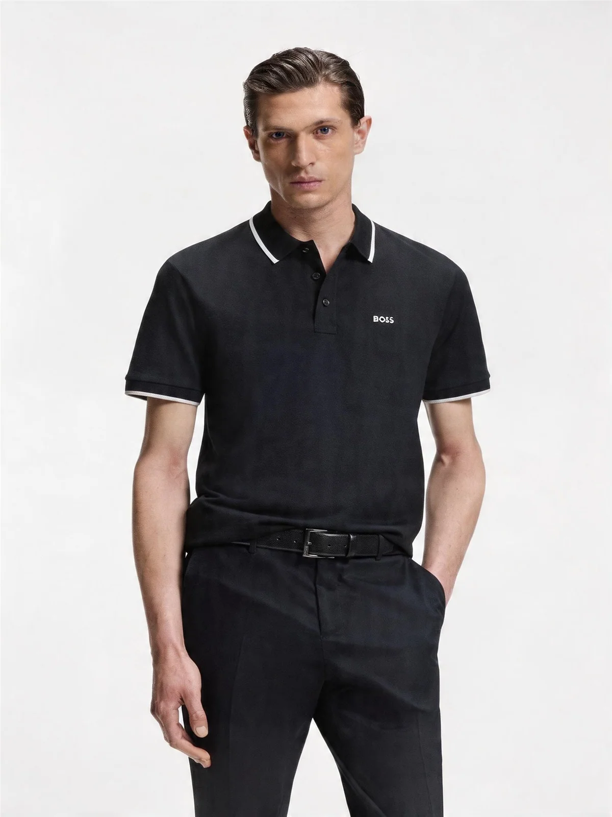 Boss Parlay Contrast Tipped Polo Shirt - Navy - XL