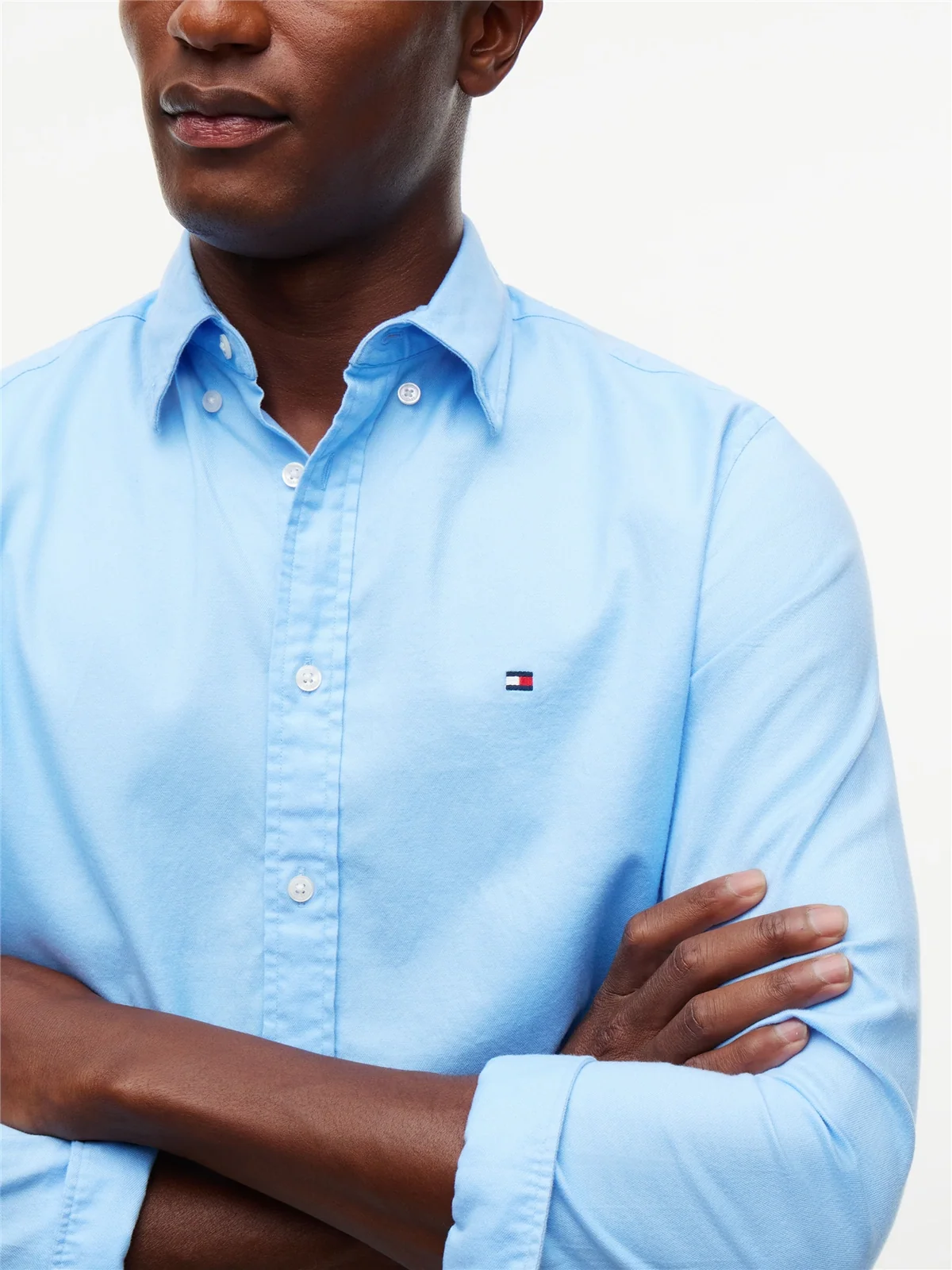 Tommy Hilfiger Flex Flannel Solid Coloured Shirt - Blue - L