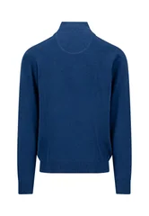 Fynch Hatton Fine Knit Cotton 1/4 Zip Sweater - Midnight Navy - L
