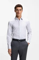 Boss H-Hank-K Slim Fit Printed Shirt - Blue - 2XL