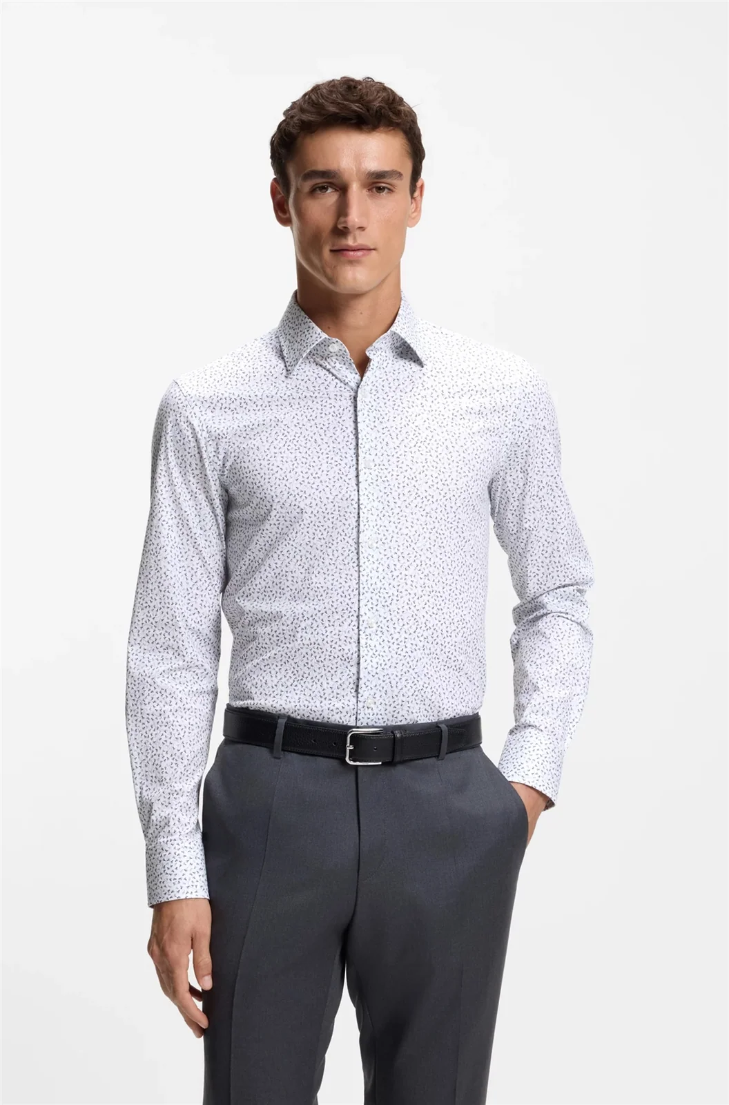 Boss H-Hank-K Slim Fit Printed Shirt - Blue - 2XL