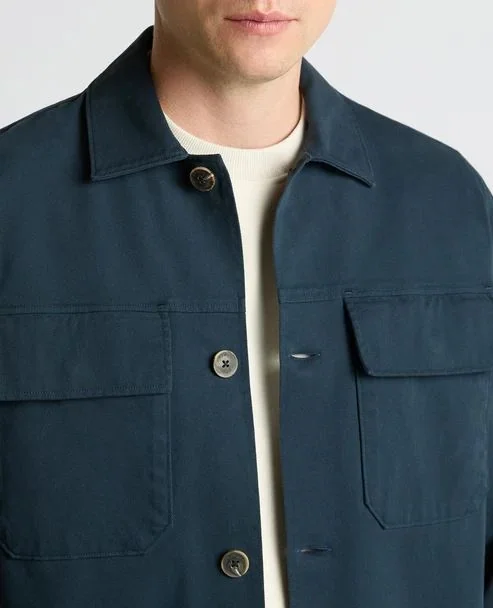 Remus Uomo Regular Fit Double Pocket Shacket - Blue - XL