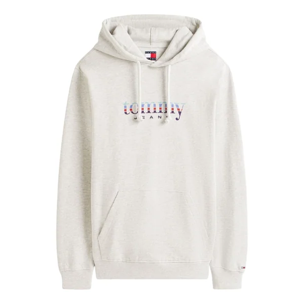 Tommy Jeans Logo Terry Drawstring Hoody - Grey - XS