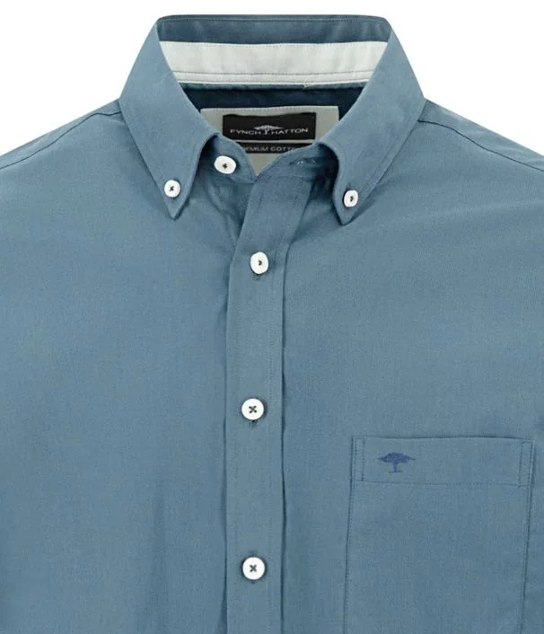 Fynch Hatton Fine Stripe Poplin B.D. Shirt - Blue - L