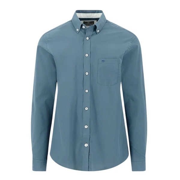 Fynch Hatton Fine Stripe Poplin B.D. Shirt - Blue - L
