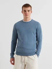 Farah Mullen Cotton Crew Neck Sweater - Blue Tide - S