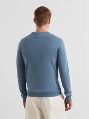 Farah Mullen Cotton Crew Neck Sweater - Blue Tide - S