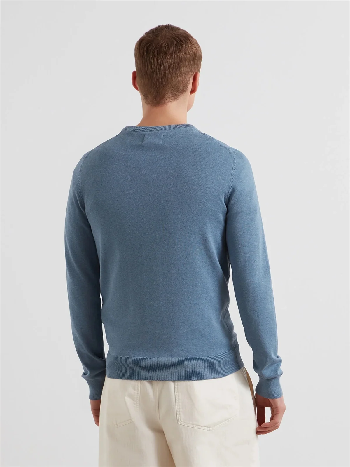 Farah Mullen Cotton Crew Neck Sweater - Blue Tide - S