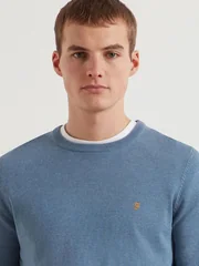 Farah Mullen Cotton Crew Neck Sweater - Blue Tide - S