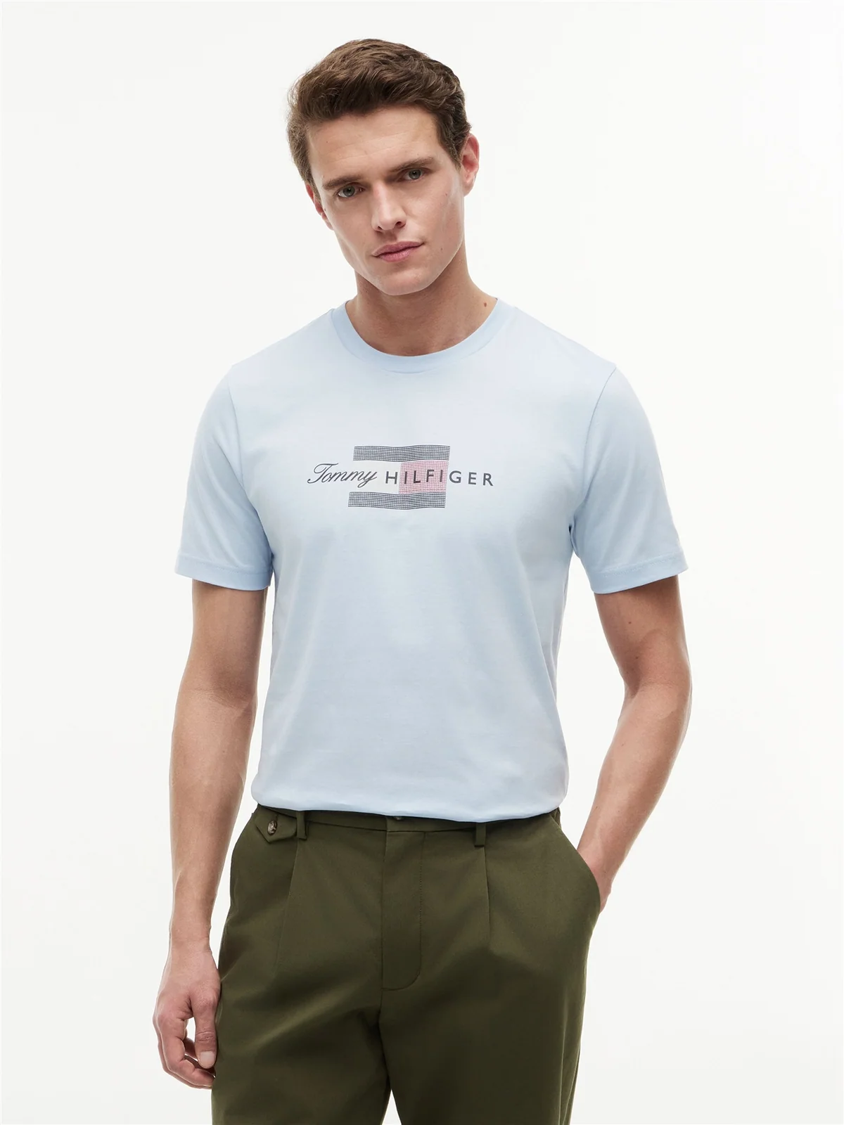 Tommy Hilfiger Script Flag T-shirt - Sky Blue - M