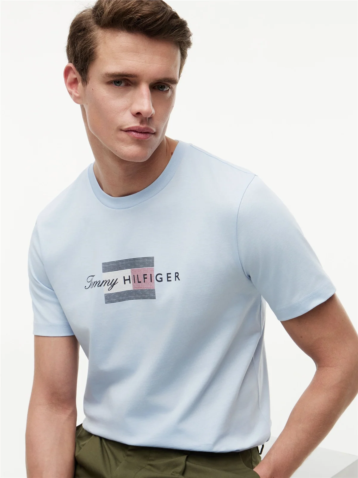 Tommy Hilfiger Script Flag T-shirt - Sky Blue - M