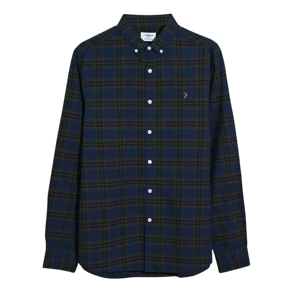 Farah Brewer Organic Check Shirt - Dk Green - L