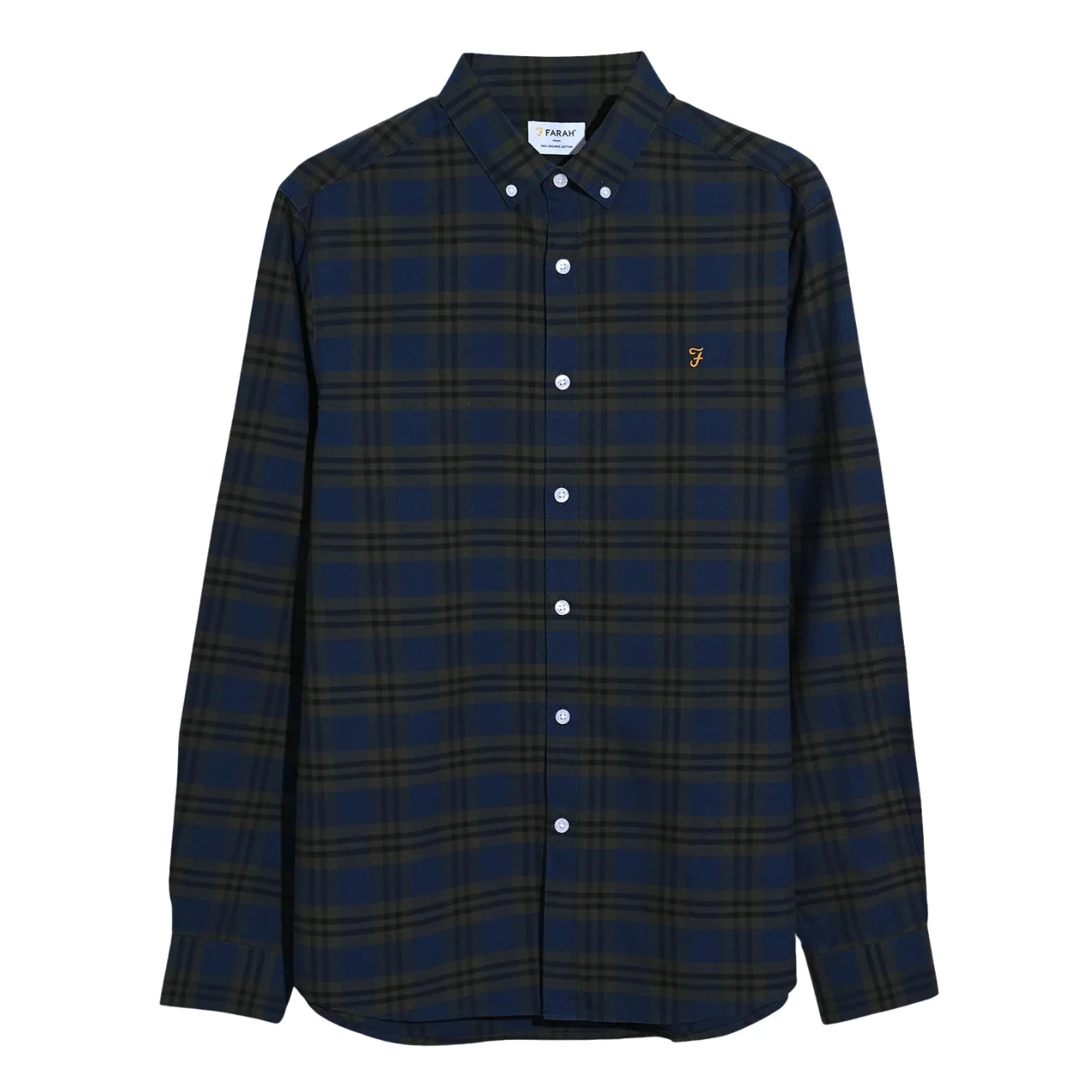 Farah Brewer Organic Check Shirt - Dk Green - L