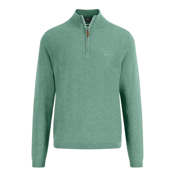 Fynch Hatton Air Cotton 1/4 Zip Knited Sweater - Green - XL