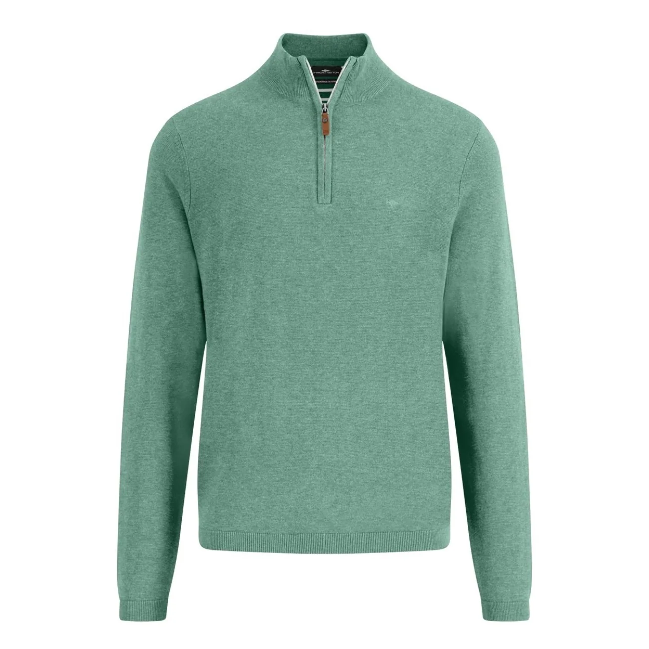 Fynch Hatton Air Cotton 1/4 Zip Knited Sweater - Green - XL