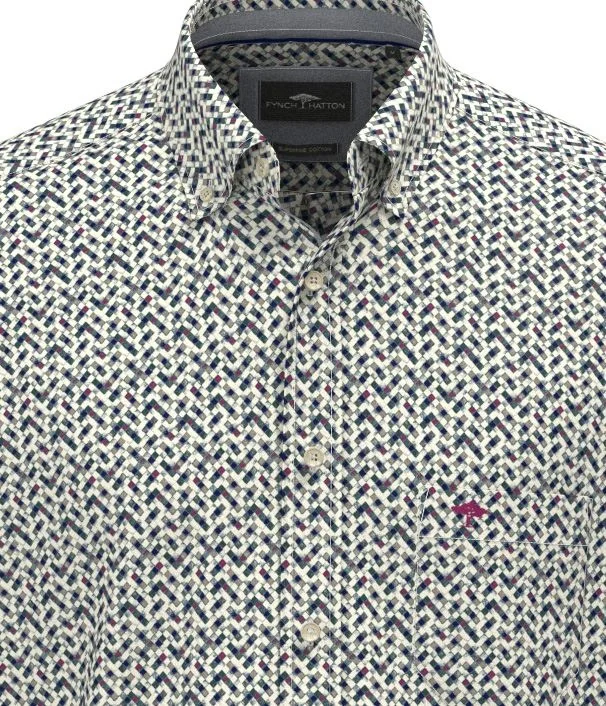 Fynch Hatton Graphic Print B.D. Shirt - Teal - L