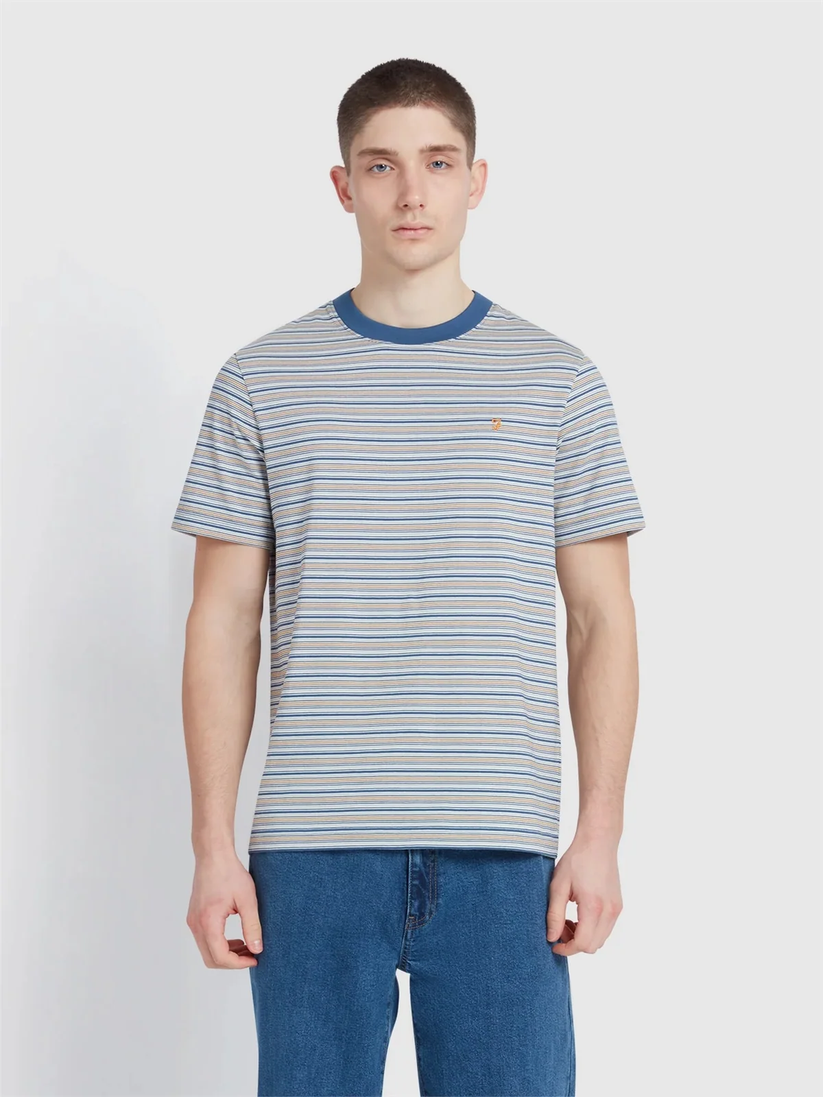 Farah Danny Stripe T-Shirt - Blue - XL