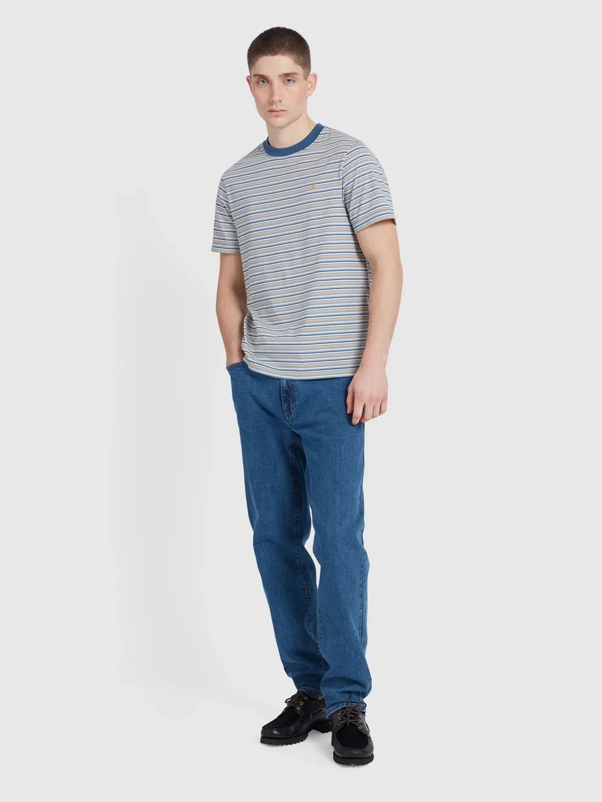 Farah Danny Stripe T-Shirt - Blue - XL