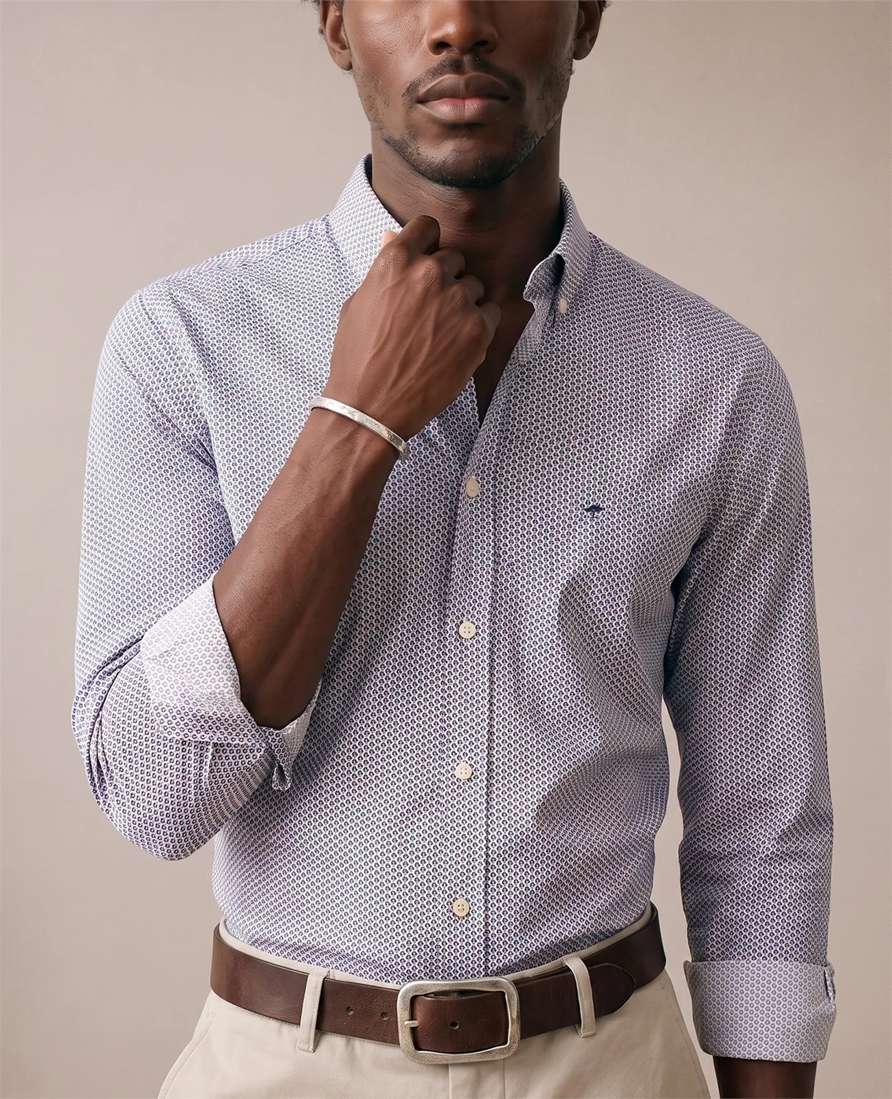 Fynch Hatton Graphic Flower B.D. Shirt - Beige - S