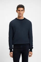 Boss Klapok Cotton-Blend Two-Tone Structure Sweater - Navy - 2XL