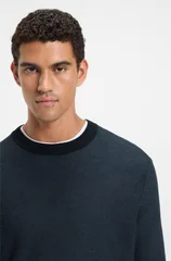 Boss Klapok Cotton-Blend Two-Tone Structure Sweater - Navy - 2XL
