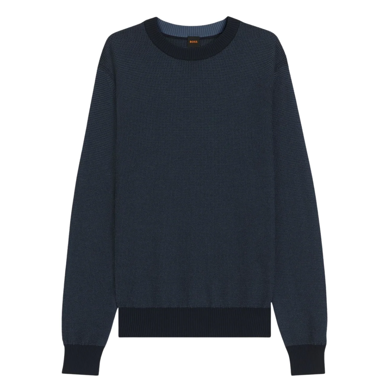 Boss Klapok Cotton-Blend Two-Tone Structure Sweater - Navy - 2XL