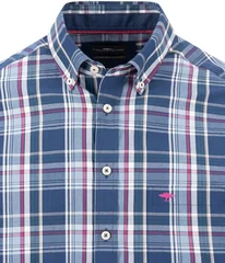 Fynch Hatton Cotton Dark Multicolor Check B.D. Shirt - Blue - M